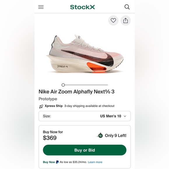 Nike Air Zoom Next Alphafly 3 size 10 running shoes - Picture 6 of 6